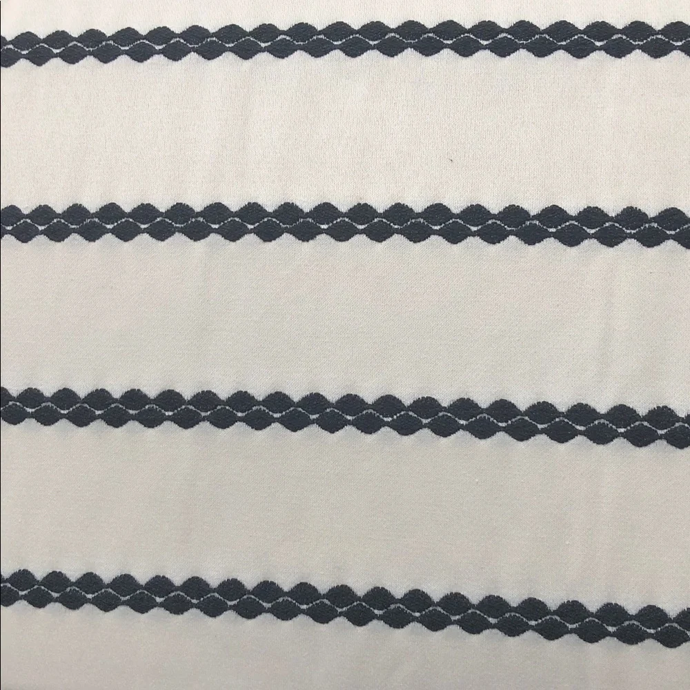 Wamsutta Manhattan King Duvet Cover Cream Embroidered Black Stripes 110” X 96”